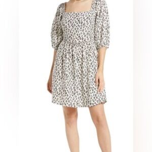 Billabong Dress Sweet Demeanor Animal Leopard Print White/Black/Pink - XS